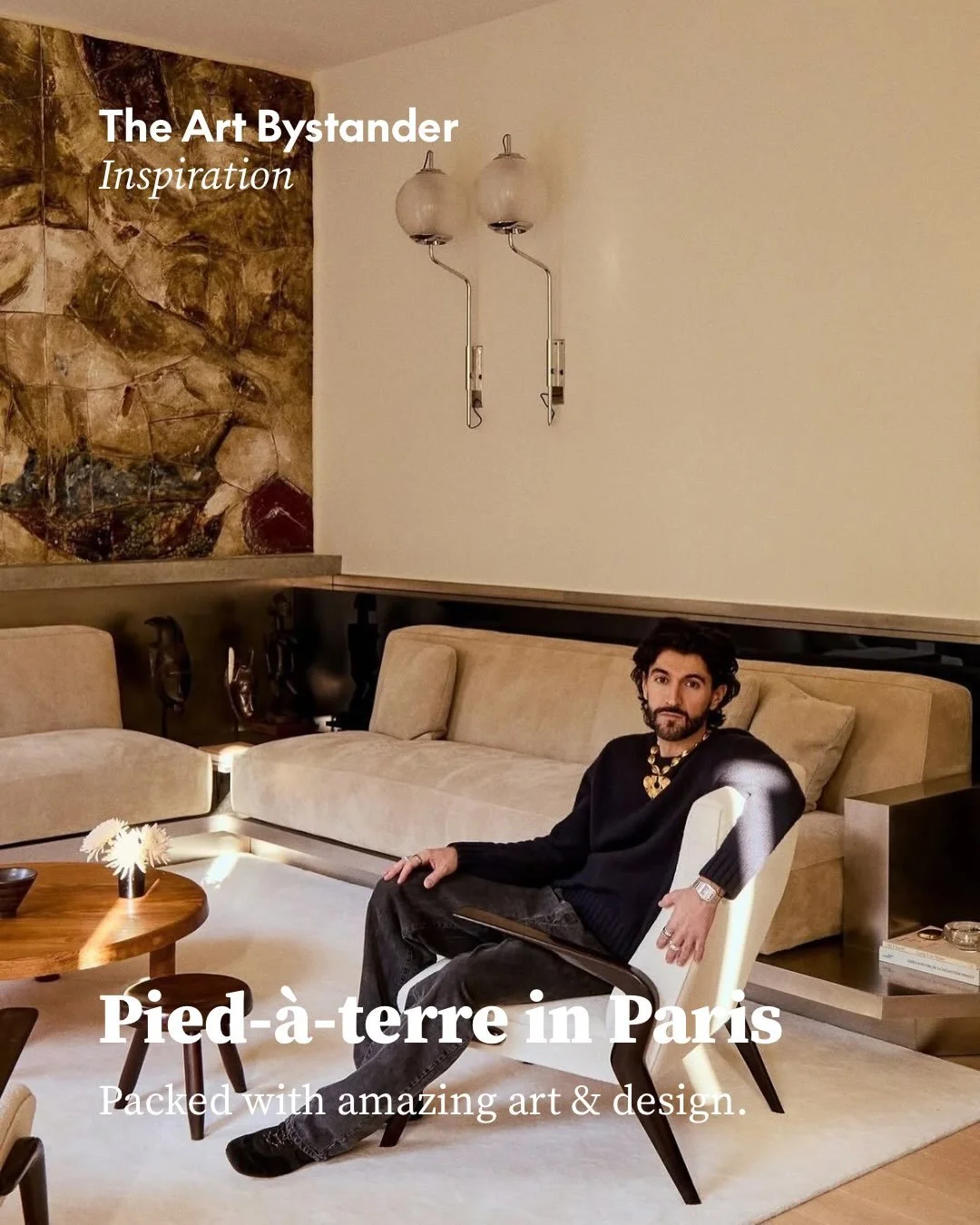 I love this Paris apartment made for long conversations and very late nights.

In the Triangle d&rsquo;Or, Giampiero Tagliaferri (photo) conceived this pied-&agrave;-terre for a young member of a hotel dynasty, drawing on Fran&ccedil;oise Sagan&rsquo