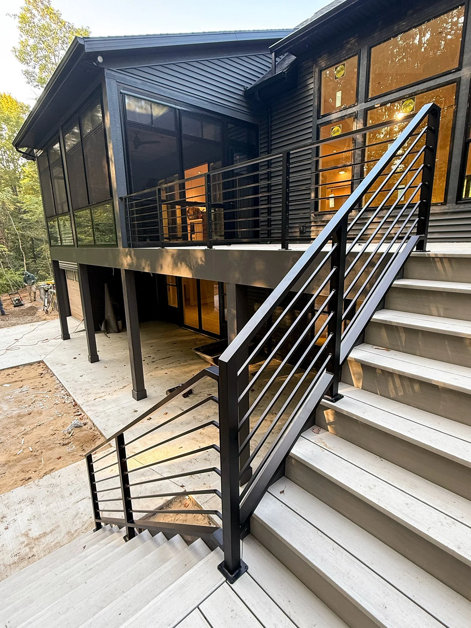 Outdoor staircase with iron railing