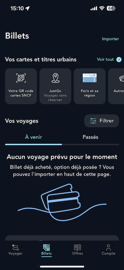 Empty state quand aucun voyage n'est prévu sur SNCF Connect