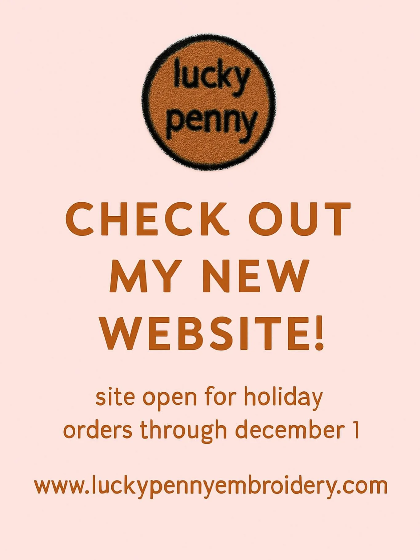 🙌🏼 Exciting news! My website is live!! Shop for personalized Holiday gifts thru 12/1! Closed for all orders after that date so shop now! 🤶🏻 www.luckypennyembroidery.com