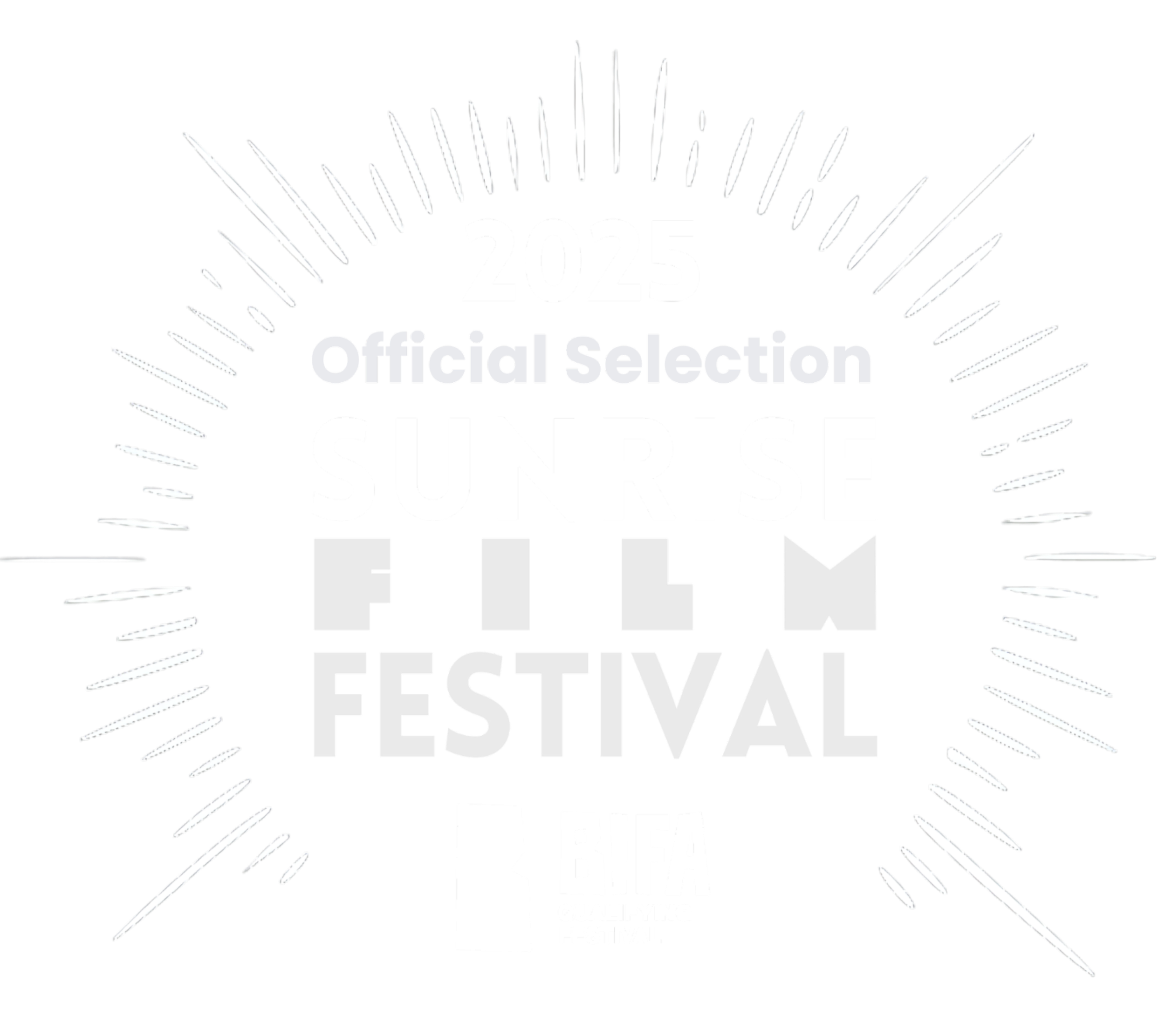 2025 Official Selection Sunrise Film Festival poster with text and radiating sunburst design.