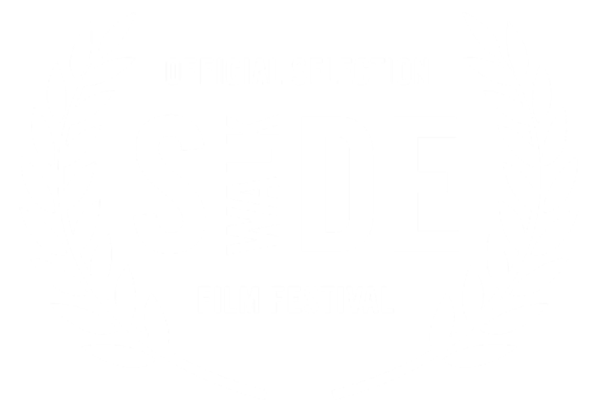 Black and white film festival badge featuring a laurel wreath, with the words 'Official Selection,' 'SÀDKI,' 'Made,' and 'Film Festival'.