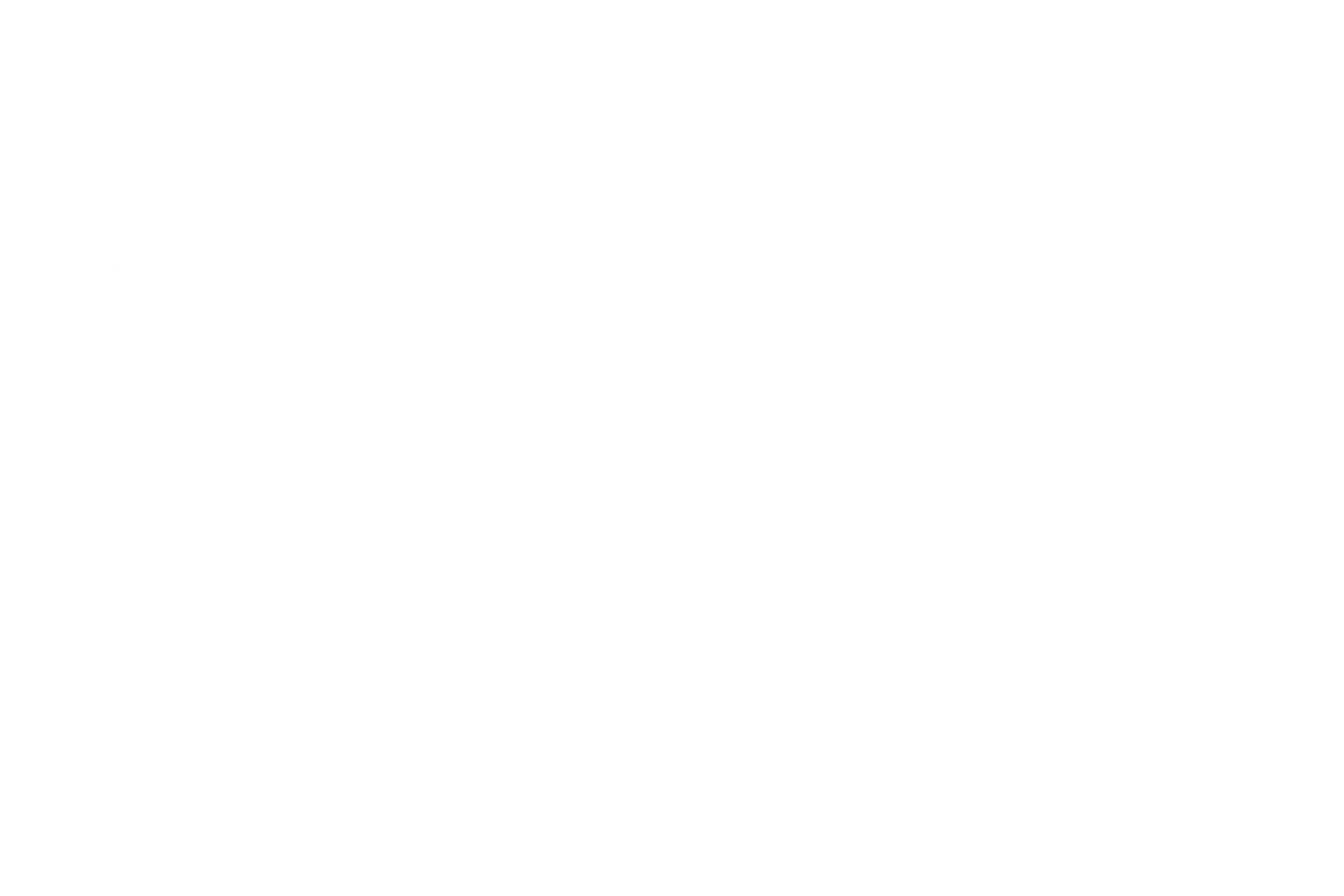 A black and white award emblem with the text 'Solanin Film Festival, Oficjalna Selekcja 2021' surrounded by a laurel wreath.