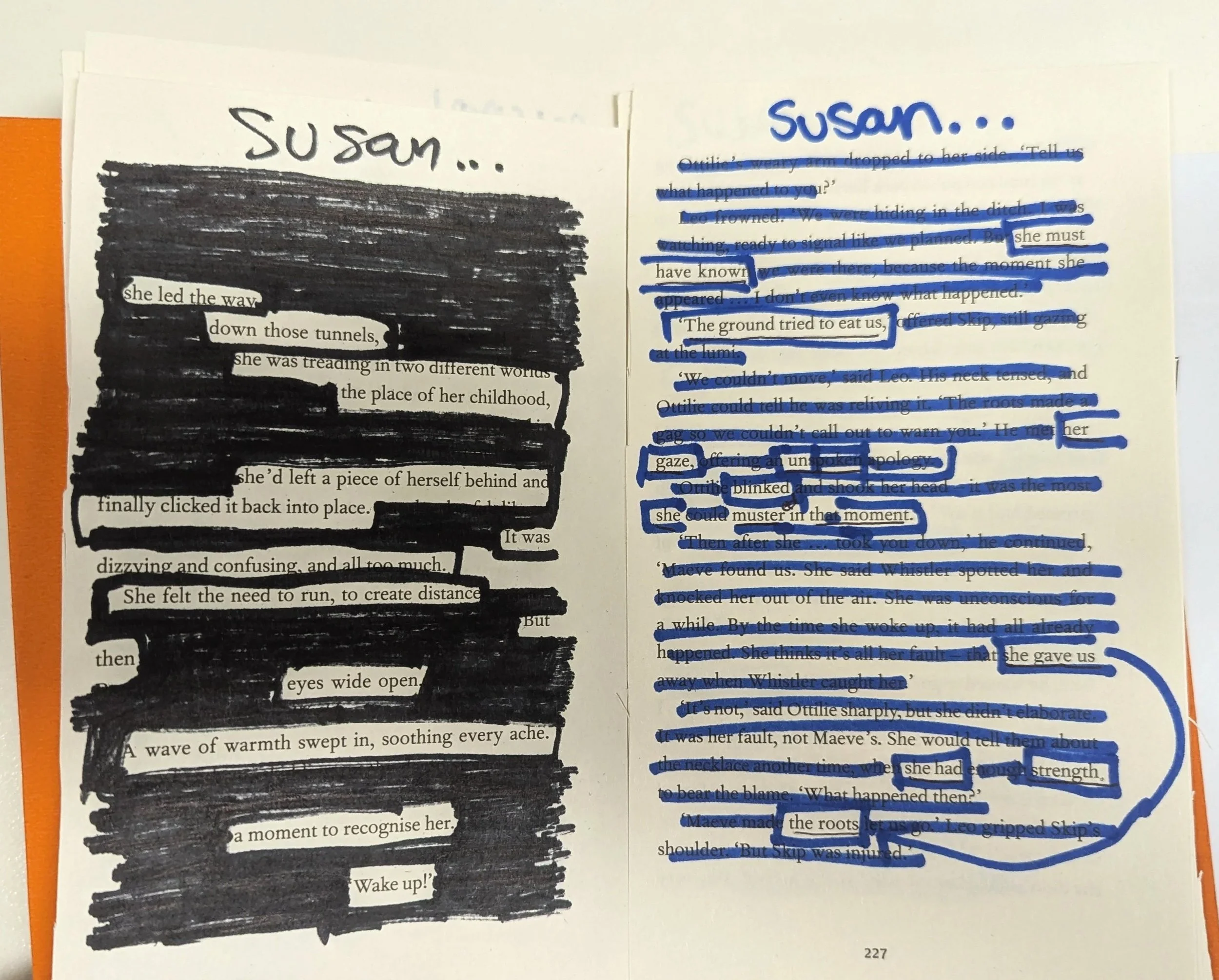 Poetry made from an existing text redacting everything but the words that intended to be kept
