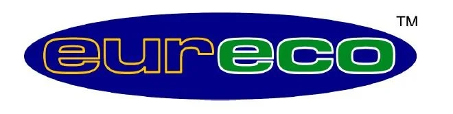 Euro Eco logo with yellow and green text on a blue oval background.