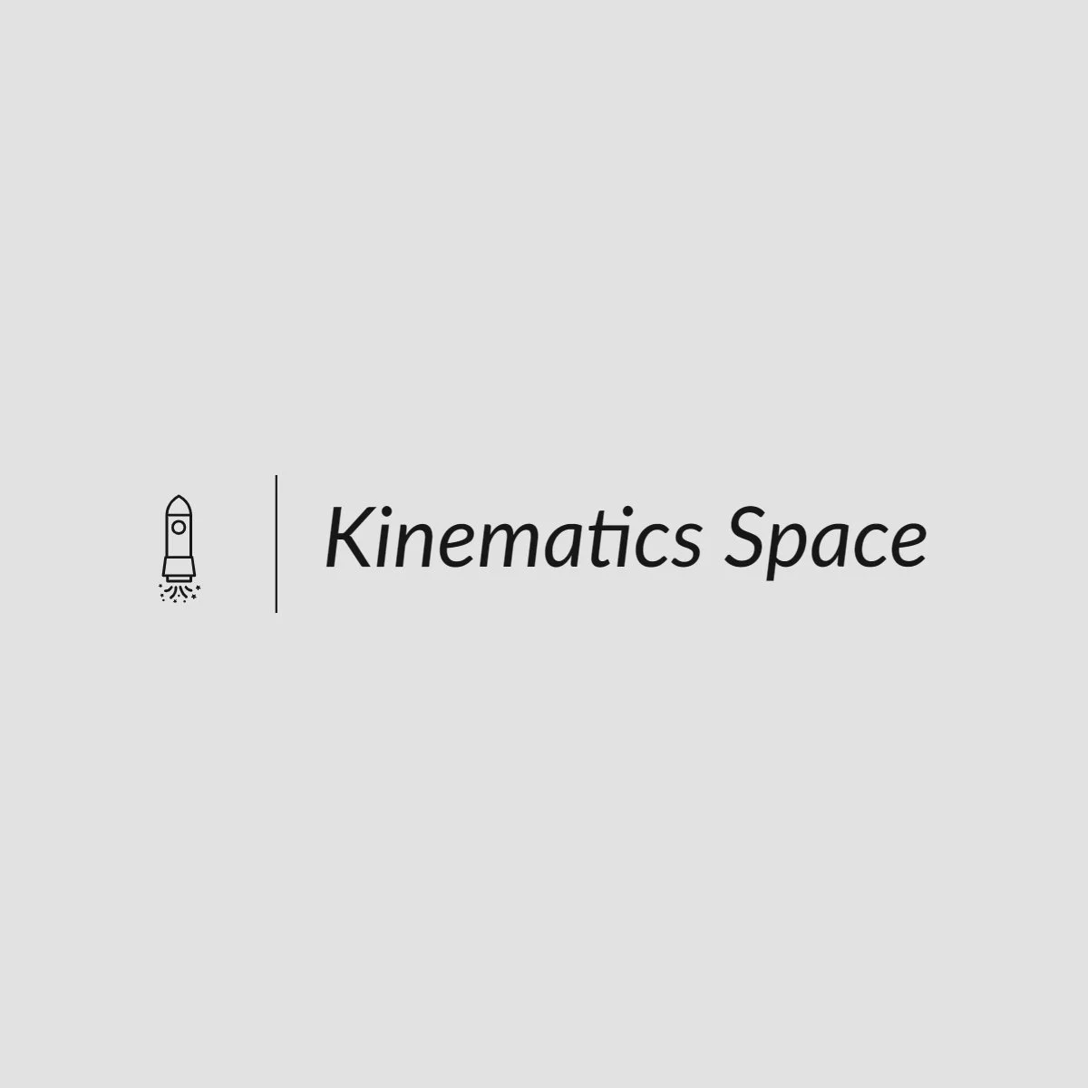 Logo with a rocket icon and the text "Kinematics Space" on a gray background.