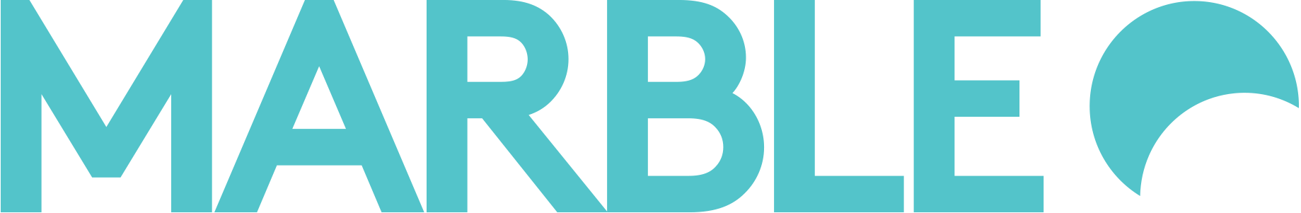 Close-up of the word "MARBE" in large black and light blue text, part of a larger sign or logo.
