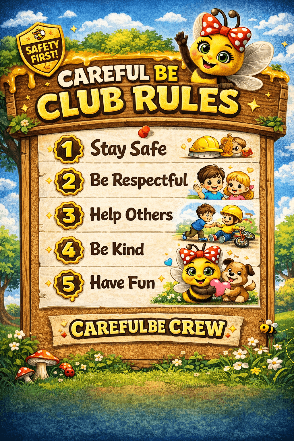 The Careful Bee Crew Kids Club Rules with Lucy the Careful Bee