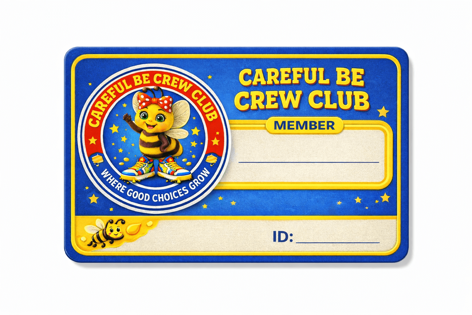Kids Club The Careful Bee Crew with Lucy the Careful Bee Membership Card