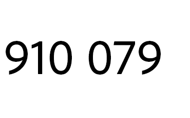 Black text displaying the numbers '910 079' on a white background.