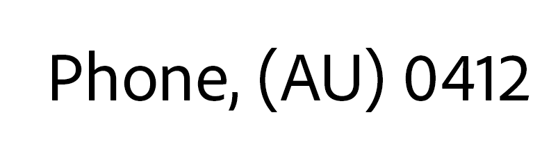Text displaying 'Phone, (AU) 0412' in black font.