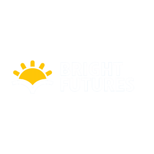 Logo with a yellow sun and open book, and the text "Bright Futures".