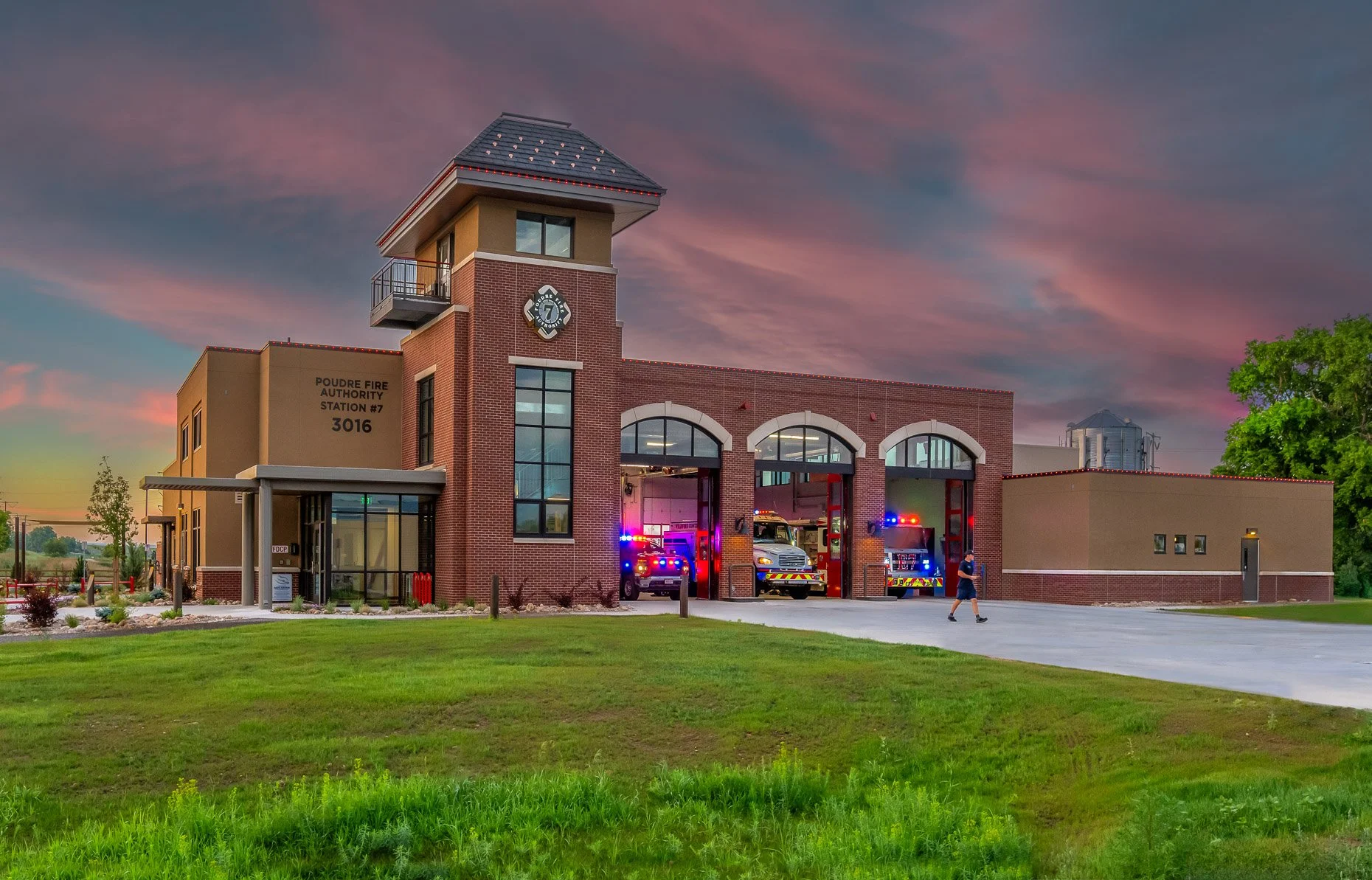 Poudre Fire Station 7  at Dusk