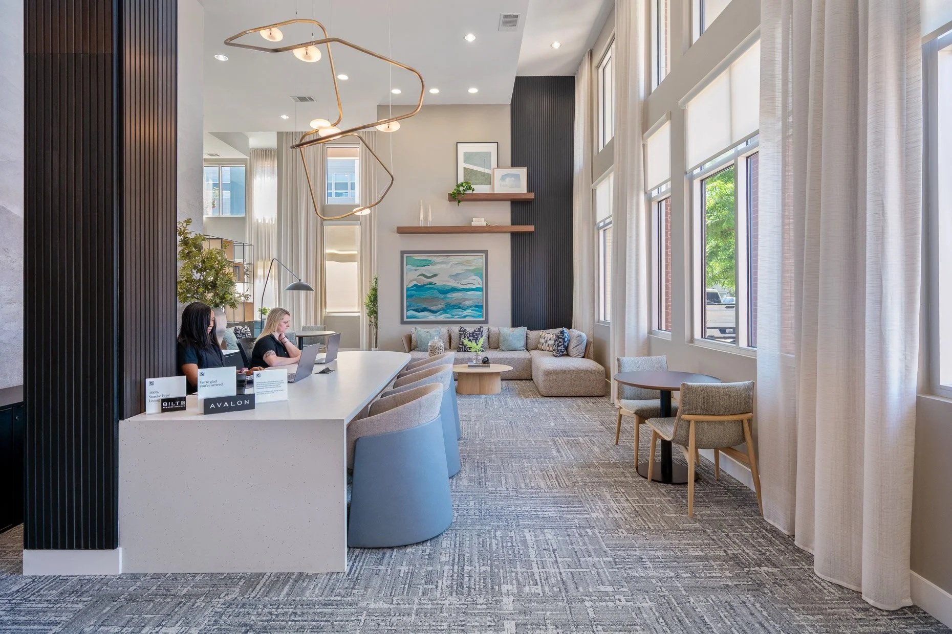 Leasing office inside renovated apartment complex