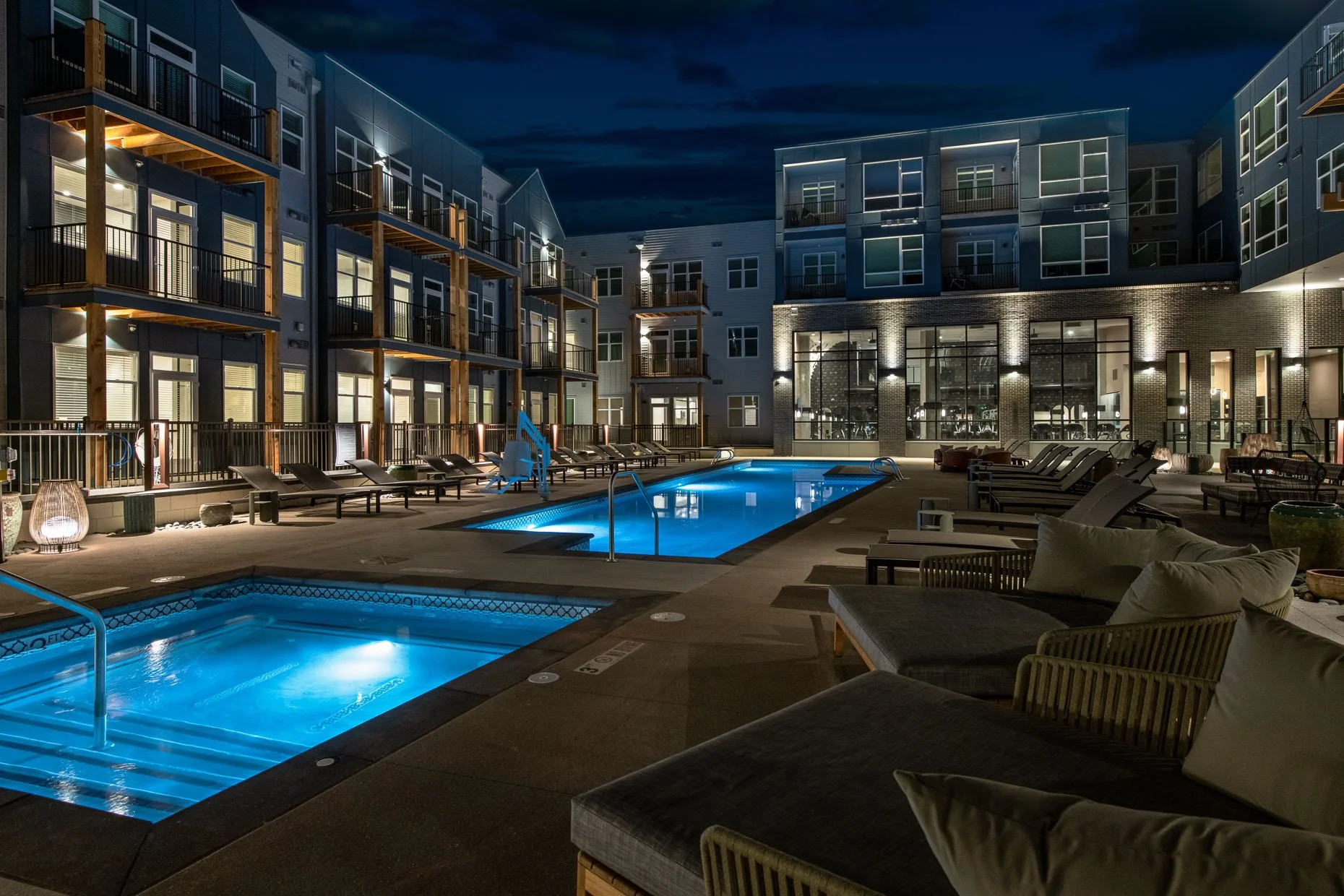 AVA RiNo dusk pool area