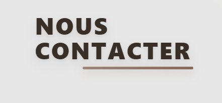 Texte en français: 'NS CONTACTER' en gros caractères marron foncé sur fond gris clair, avec une ligne marron sous le texte.