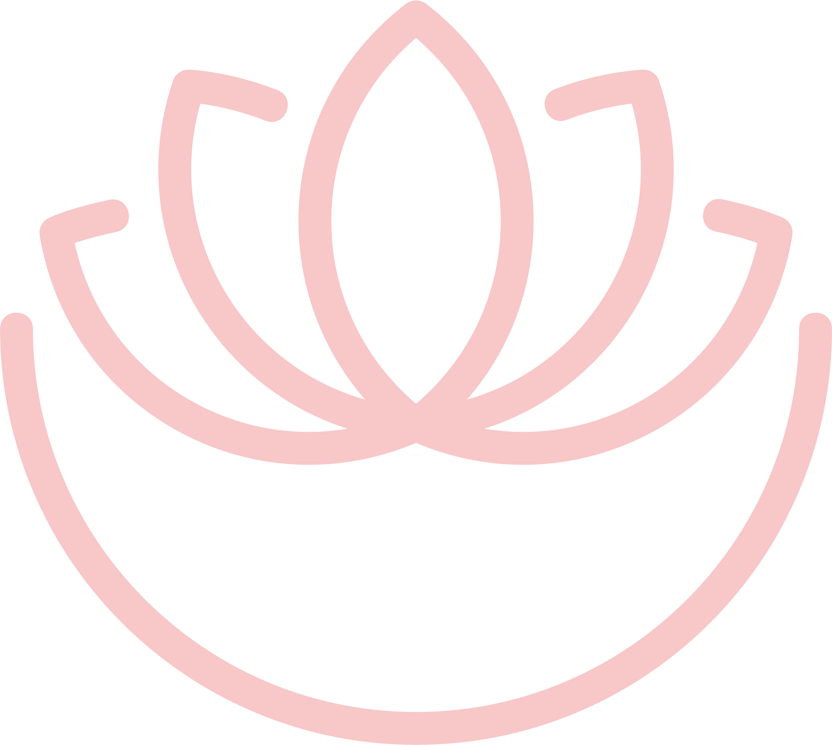 Stylized pink lotus flower with a semi-circular base outline.
