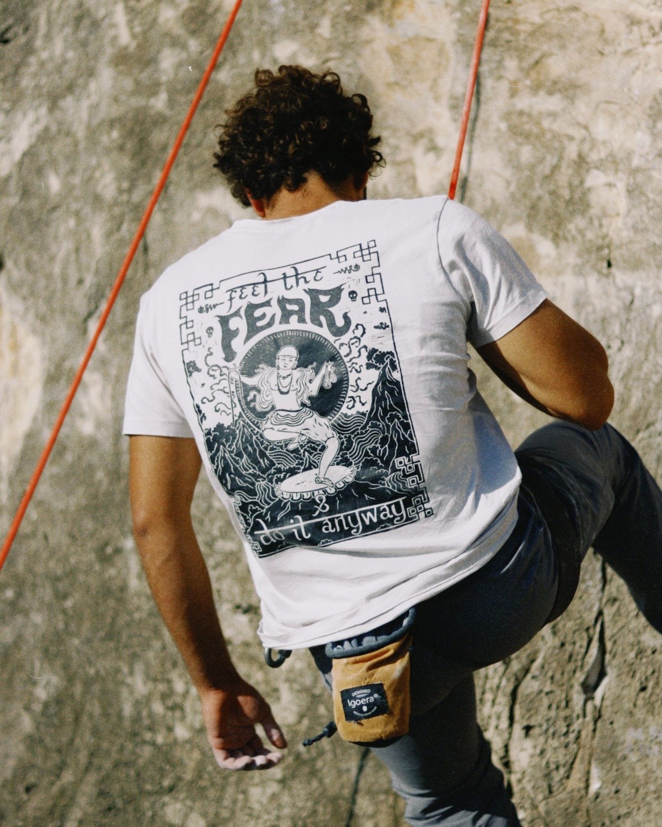 Feel the Fear &amp; Do it Anyway Tee 🧗&zwj;♂️
Hand-carved, screen-printed, and made to move with you.

Inspired by Buddhist protective deities, this design is a symbol of courage and guidance in the face of fear. Printed on soft, breathable 100% org