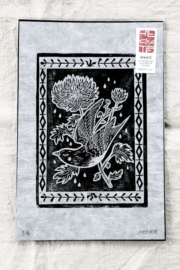 Sparrow · Linocut Print