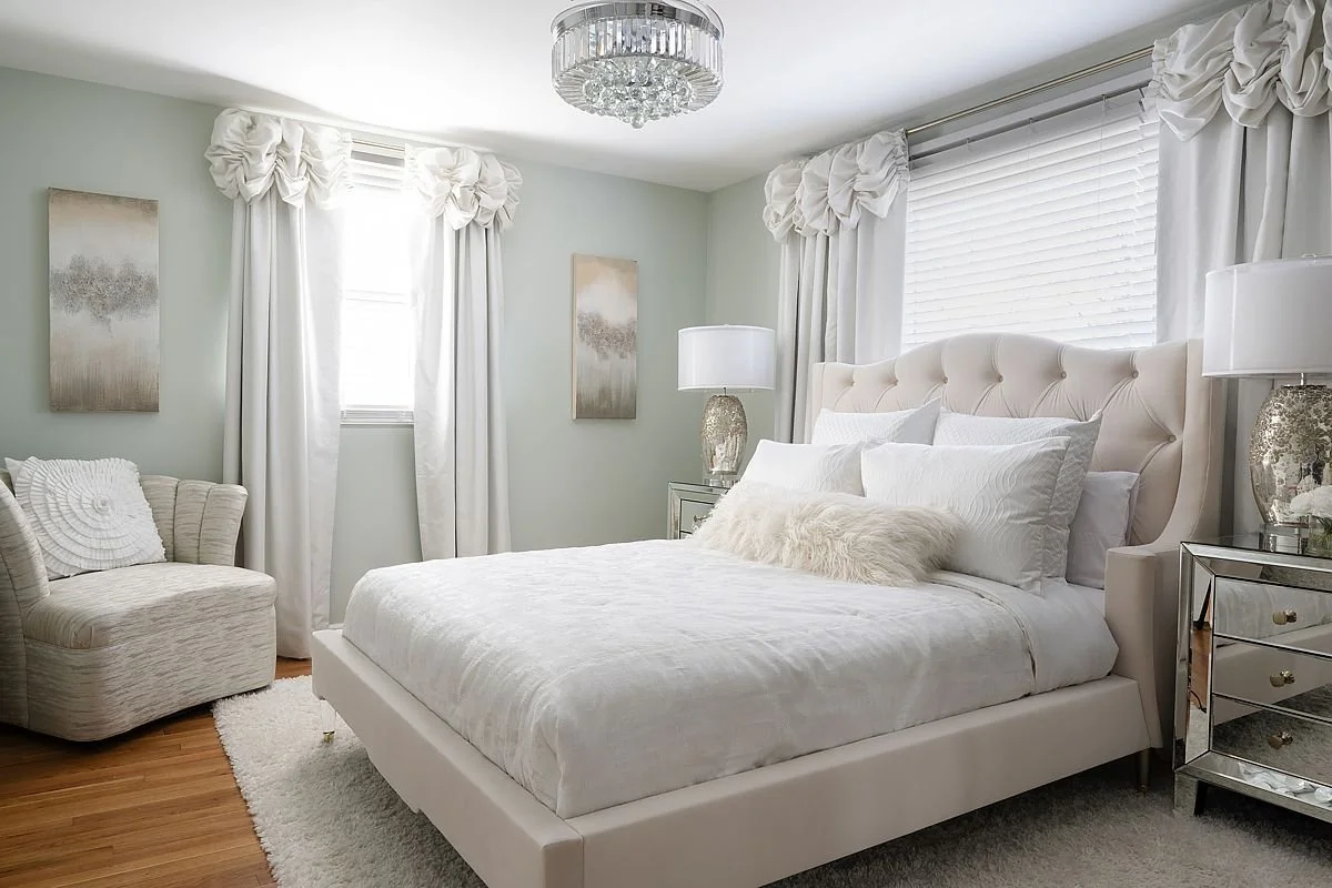 A very feminine bedroom for a young girl.