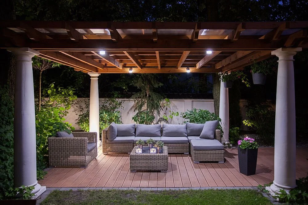 Enjoy n evening outside on comfortable patio furniture and discreet lighting.