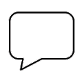 Empty speech bubble icon on a white background.