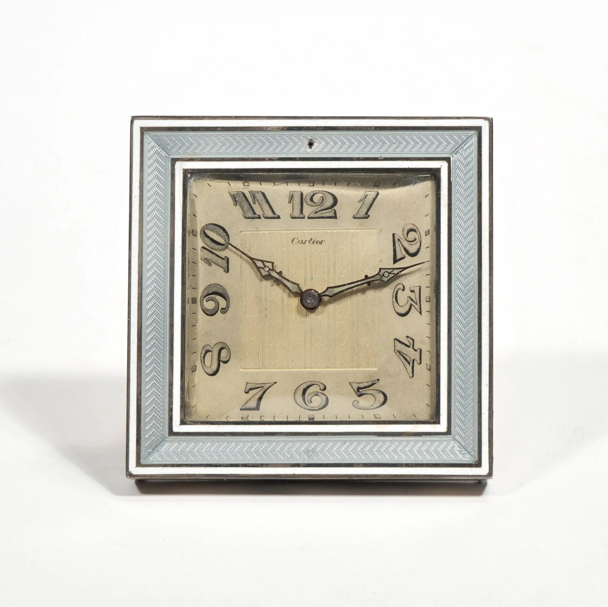 Cartier Art Deco Guilloche Enameled Desk Clock // HAMMER: $2,100