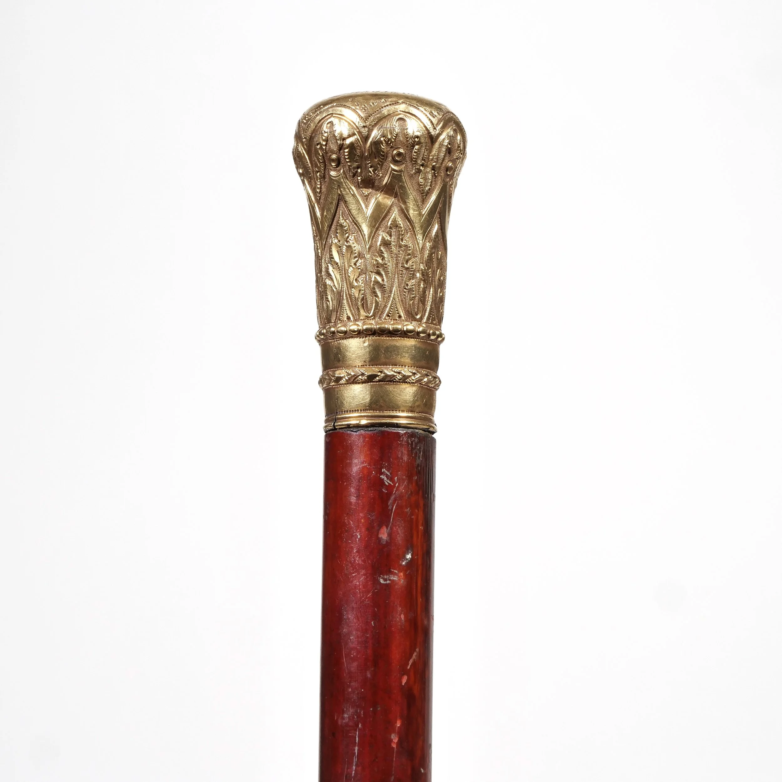 19th CENTURY GOLD HANDLED WALKING STICK