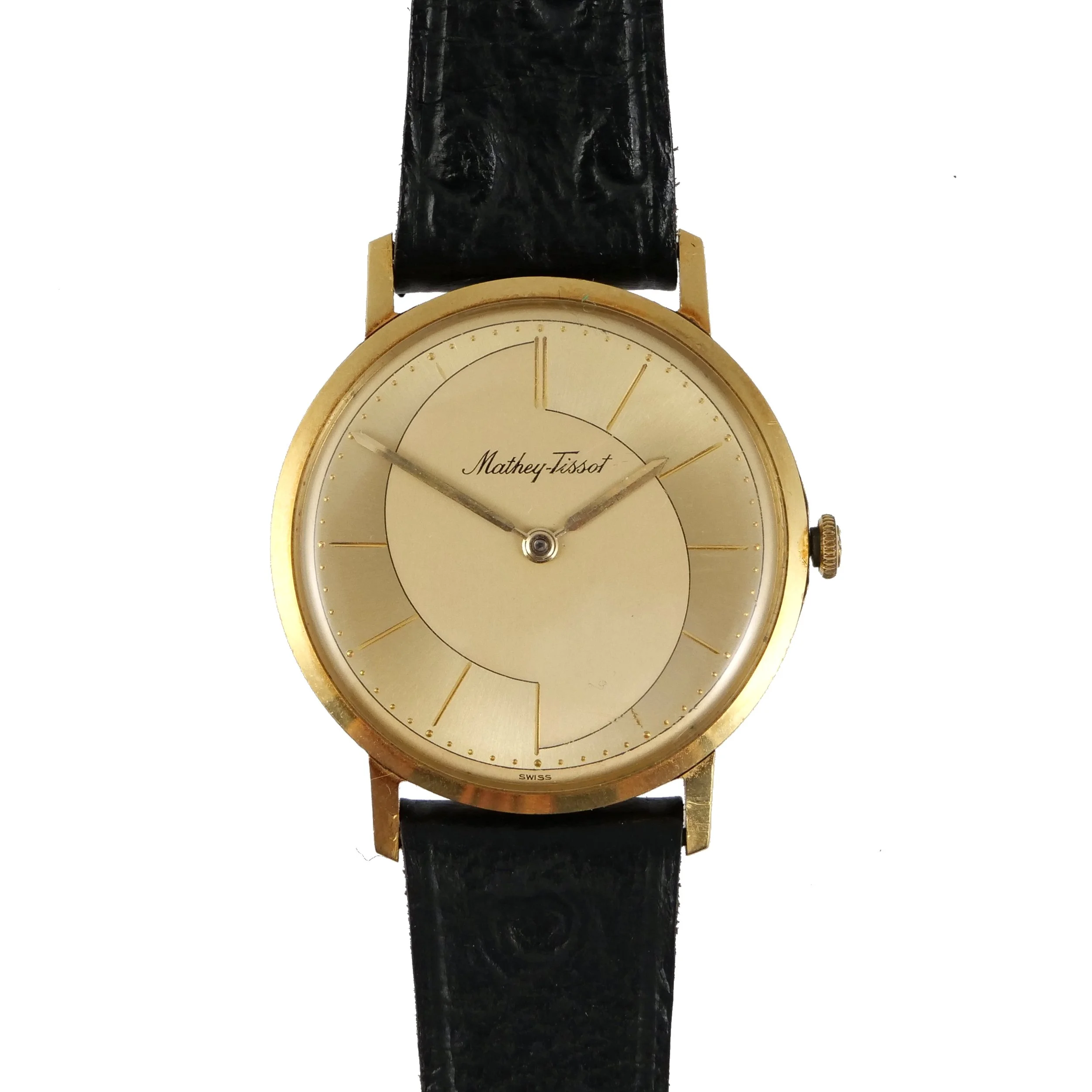 A GENTLEMAN'S MATHEY TISSOT GOLD WRISTWATCH