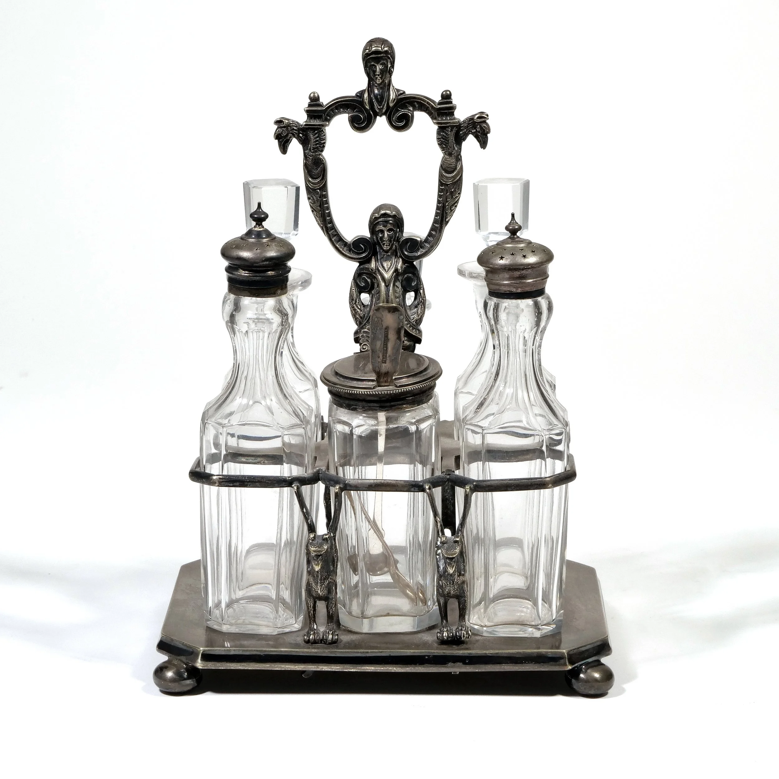 A FANCY ENGLISH SILVERPLATE TANTALUS