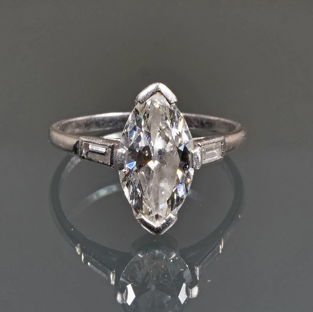 A 2.5ct Marquis Cut Diamond & Platinum Engagement Ring  $7,000 