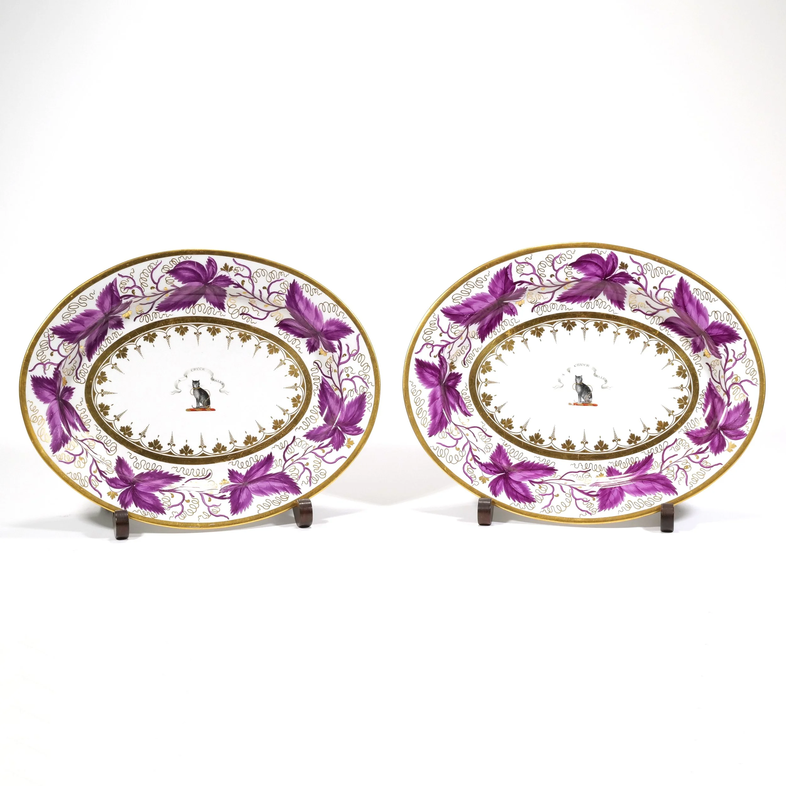 PAIR ROYAL WORCESTER ARMORIAL CAT PLATTERS | $1,000 - 2,000