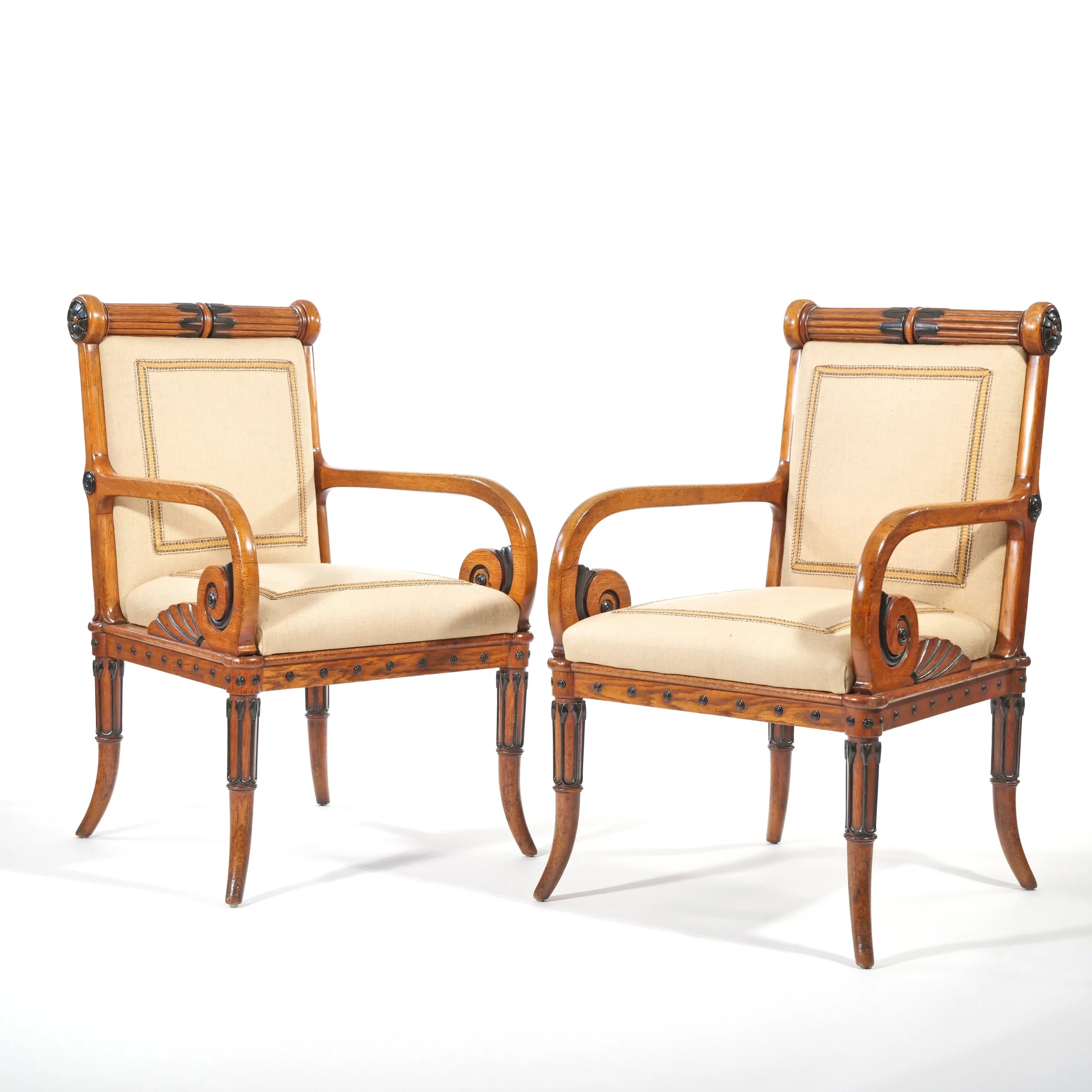 Pair Late 19th Century Ebonized Armchairs
  $6,500 
