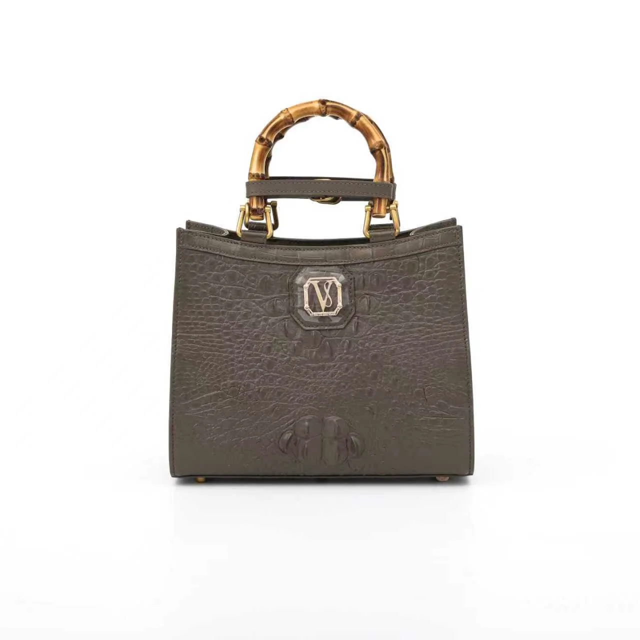 Vérité Sauvage Mini Tote Bamboo Handle Bag (elephant gray)