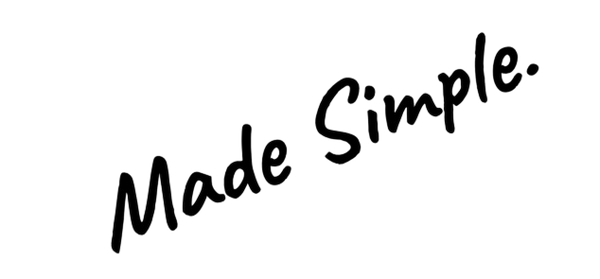 Text in black cursive font that says "Made Simple."