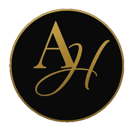 Gold and black circular logo with stylized letters 'A' and 'H' inside.
