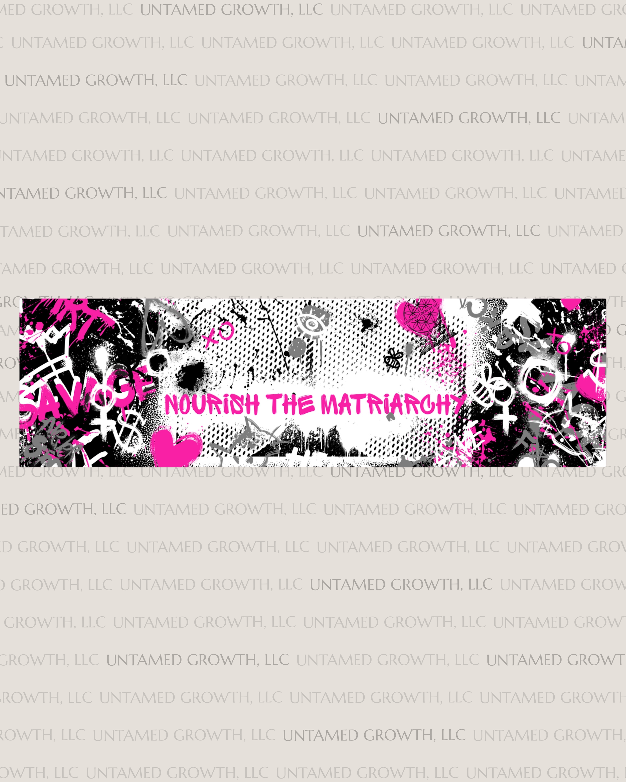 Nourish the Matriarchy Bumper Sticker | Feminist Graffiti Decal, Pink Black