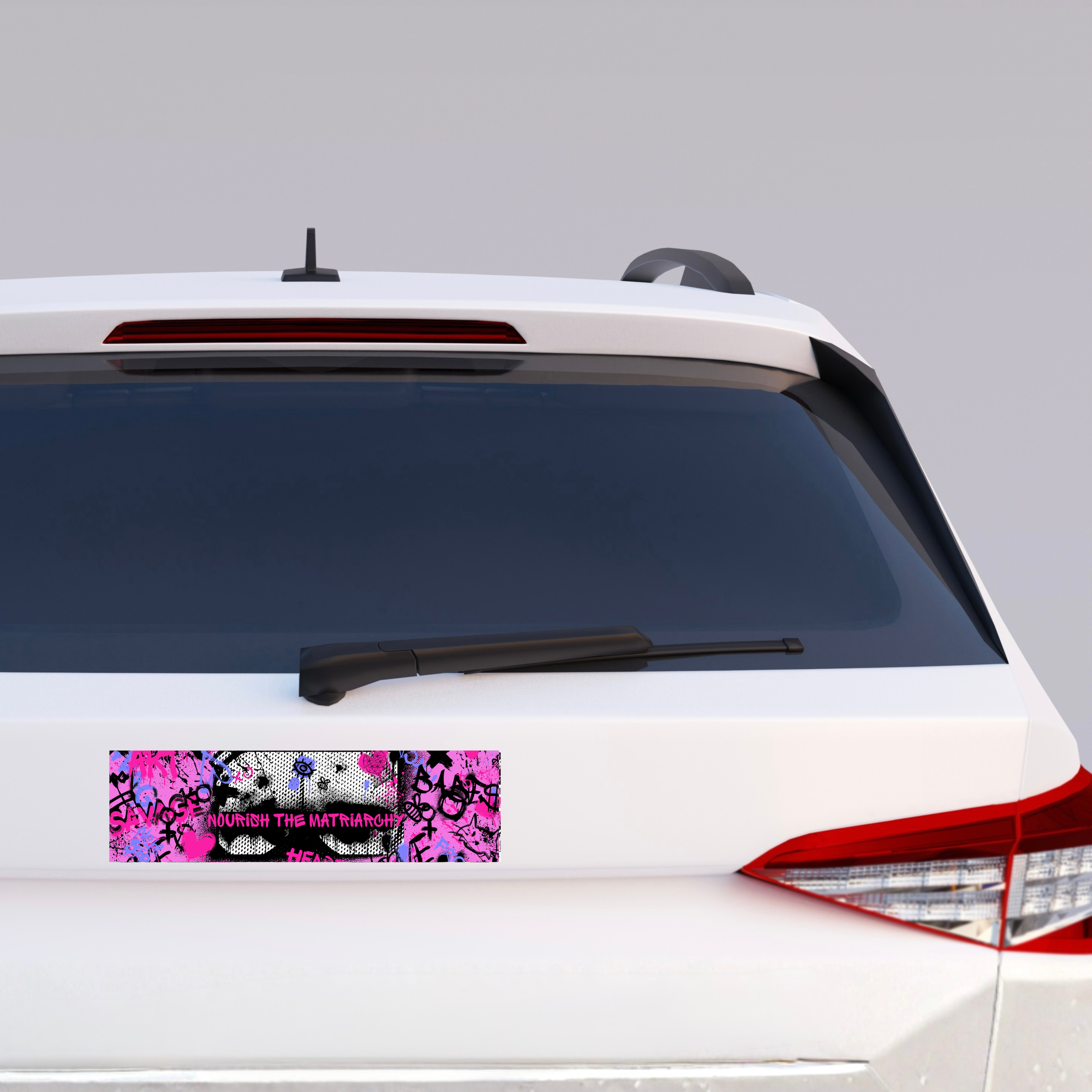 Nourish the Matriarchy bumper sticker | Pink Feminist graffiti decal