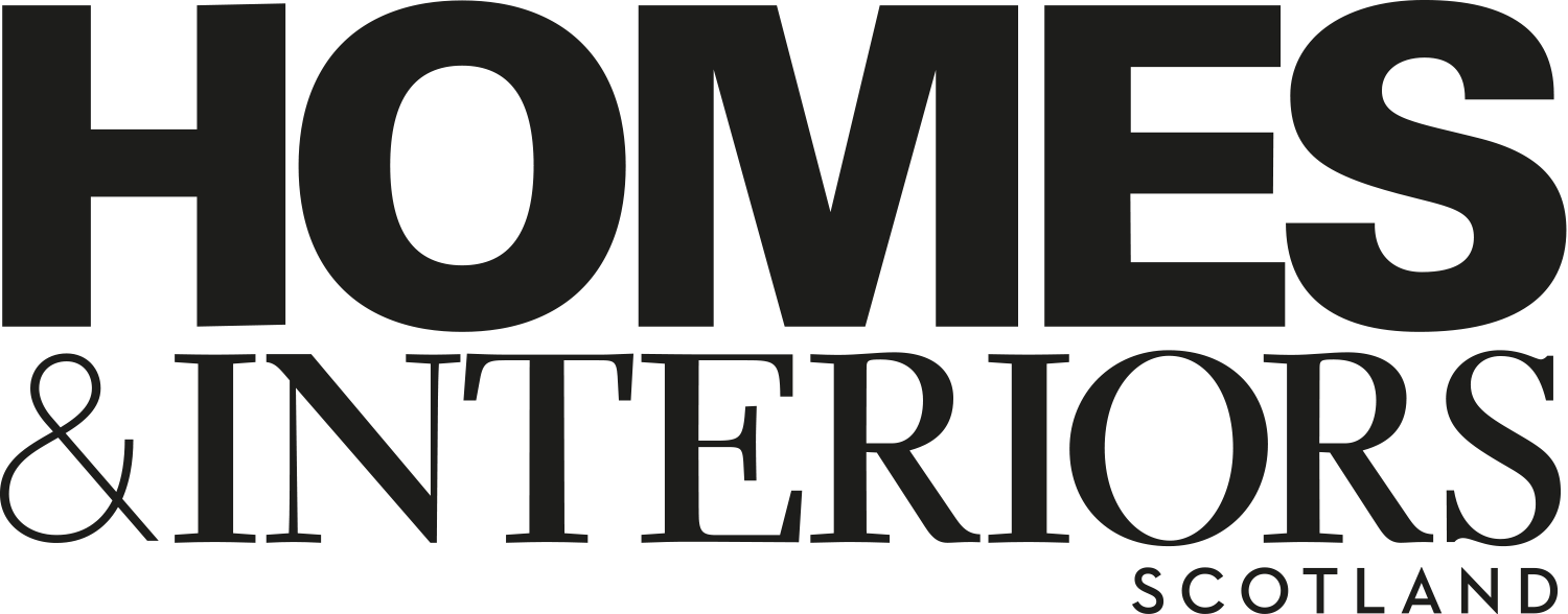 Black text on a transparent background that says "HOMES & INTERIORS SCOTLAND" in bold, all caps.