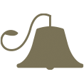 A hanging bell with a rope