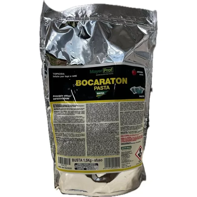 BOCARATON Pasta 1,5 kg – Esca Rodenticida in Bustine Monodose al Gusto Mela per Topi e Ratti