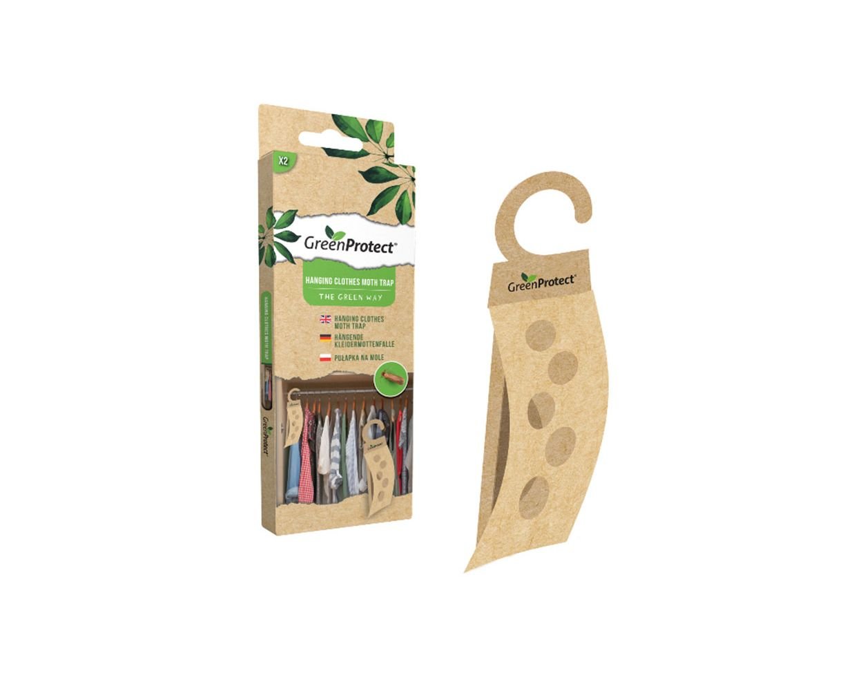 Trappola per Tarme dei Vestiti Appesa – Green Protect – Trappola a Feromoni per Armadi e Cassetti – Monitoraggio Ecologico Senza Insetticidi – 2 Pezzi