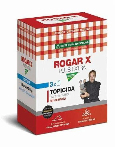 Esca Rodenticida Rogar X Plus Extra – 1,50 kg (3×500 g) per Ratti e Topi, Derattizzazione Professionale Sicura