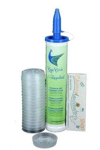 Disabituante Volatili in Gel Bye Birds Ecorepellent – Cartuccia 400 g + 20 Piattini – Ecologico, Sicuro ed Efficace contro Colombi, Storni e Passeri