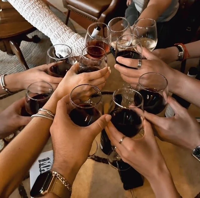 Friends making a wine toast