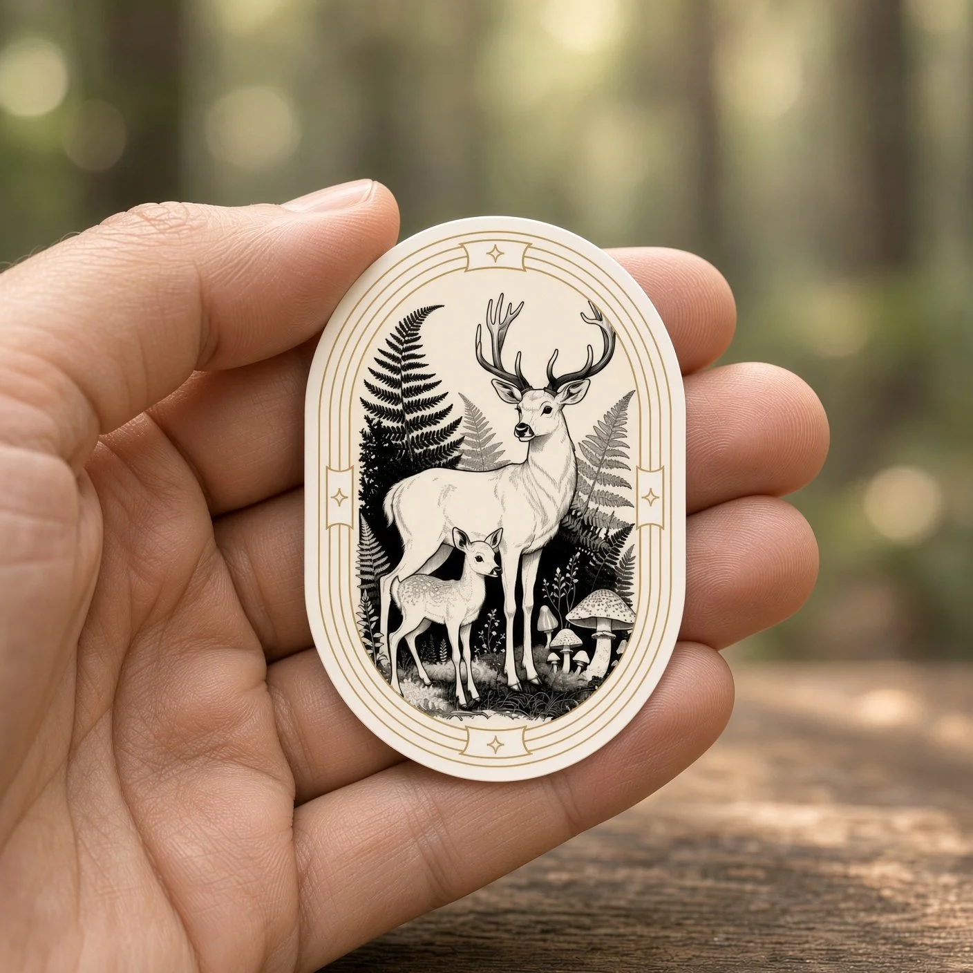 Deer Family Vinyl Sticker | Woodland Stag & Fawn Aesthetic Decal