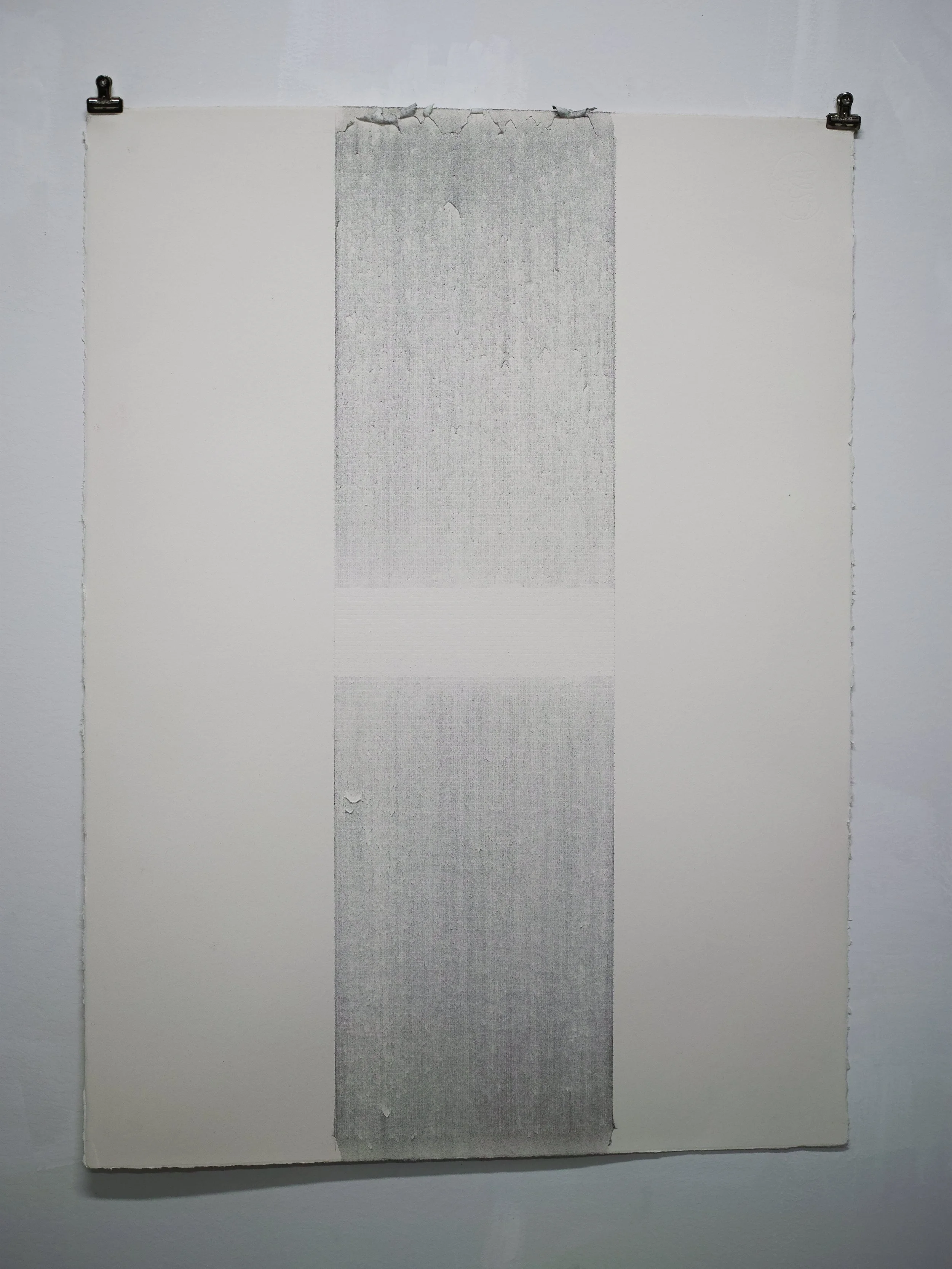 Drawing made with pencil, colored pencil and charcoal, with a void/空 at the center of the piece.