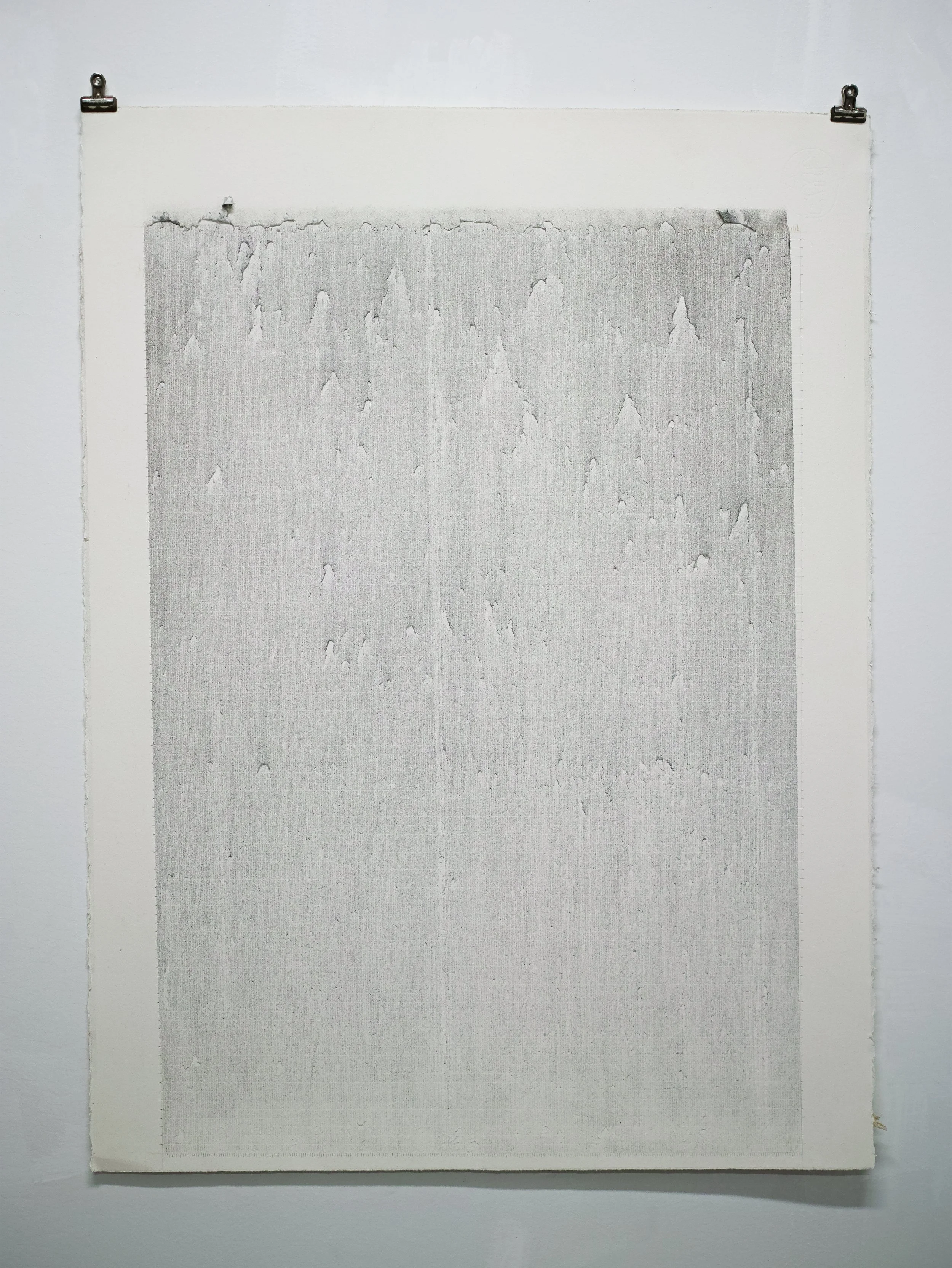 Center piece which constitute a large scale triptych charcoal drawings.