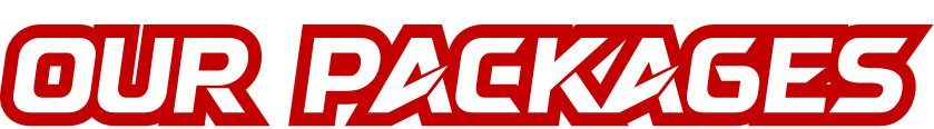 Text reading 'Our Packages' in bold red and white font.