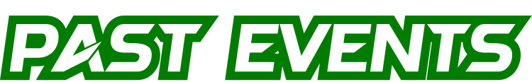 Text reading 'PAST EVENTS' in bold white and green letters on a black background.